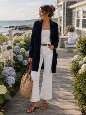 Boutique Chenille Long Line Cardigan | Cozy Luxe Open Front Duster Sweater